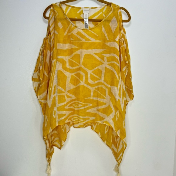 Chicos Oversized Linen popover poncho - Picture 1 of 5